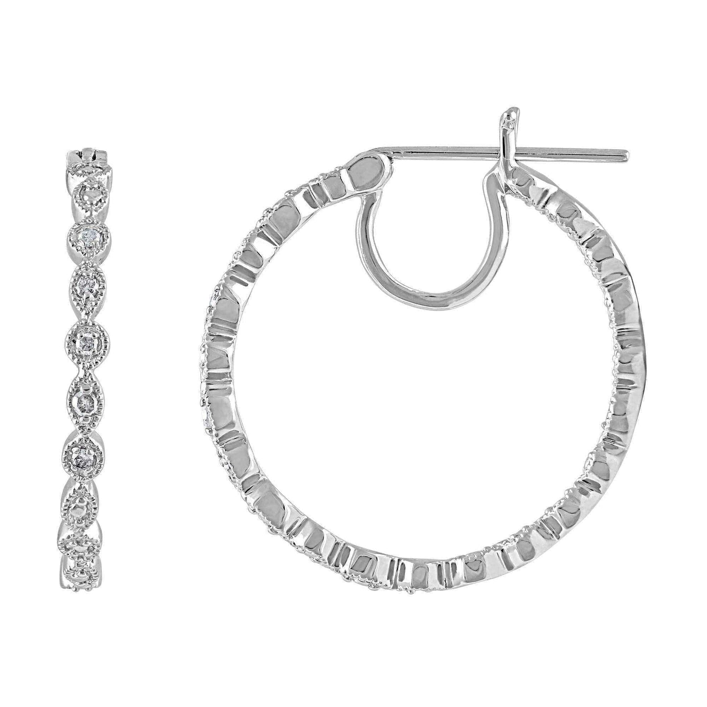 925 Sterling Silver 1/10 ct T.W. Hoop Earring (I-J, I2-I3) UK