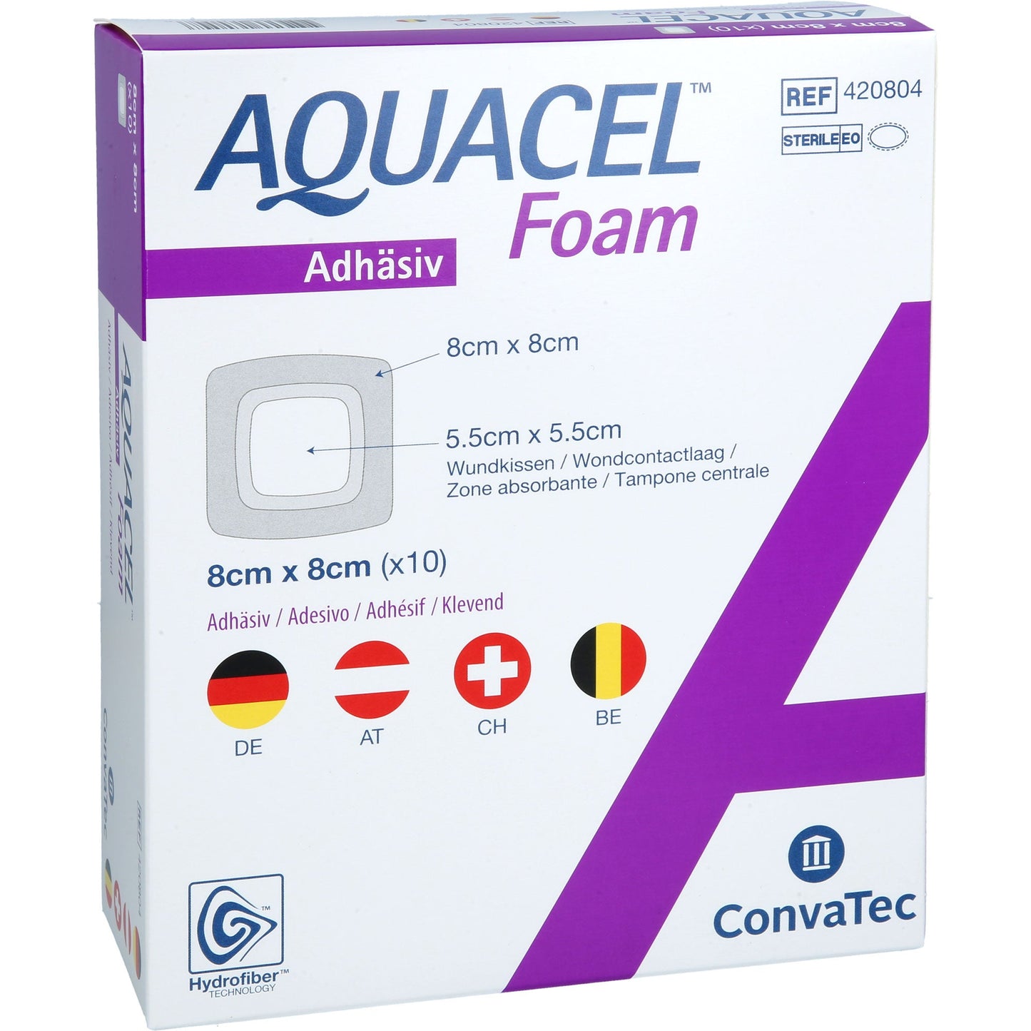 AQUACEL Foam adhesive 8x8 cm bandage