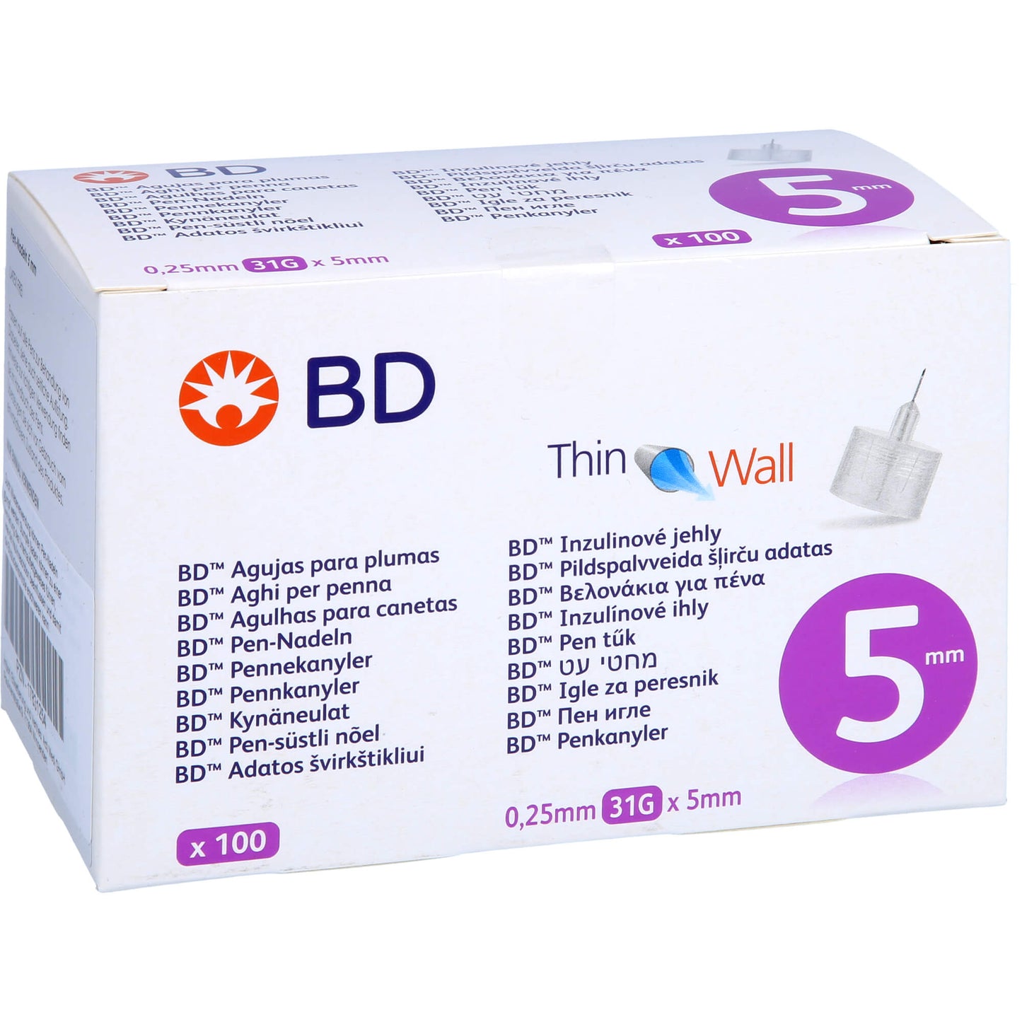 BD THIN Wall Pen Needles 0.25 31 Gx5 mm