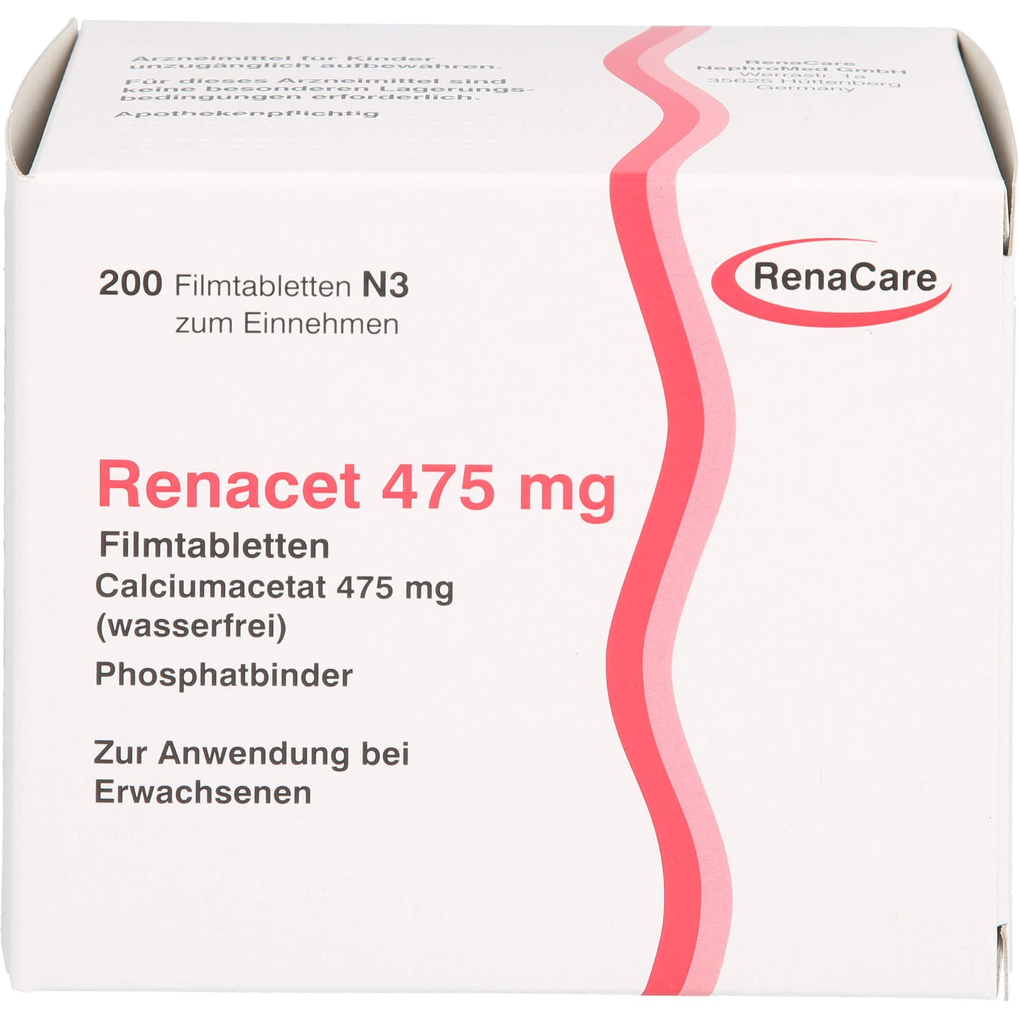 Calcium acetate, chronic kidney failure, RENACET 475 mg film-coated tablets
