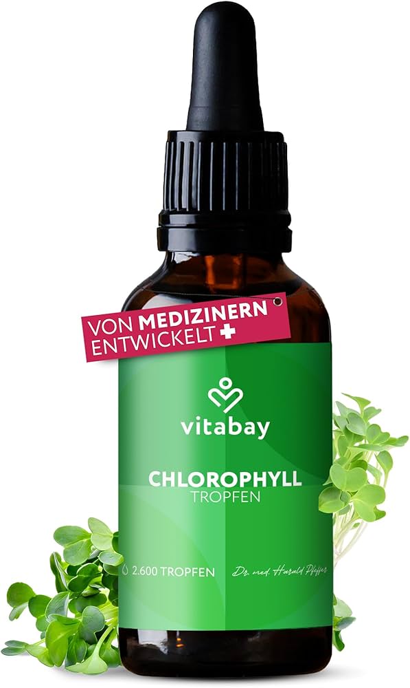 Chlorophyll from alfalfa and chlorella, vegan drops. 100 ml