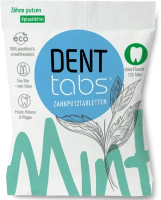 DENTTABS toothpaste tablets stevia-mint or fluoride UK
