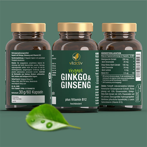 Ginko biloba leaf extract, panax ginseng root extract, B12 UK