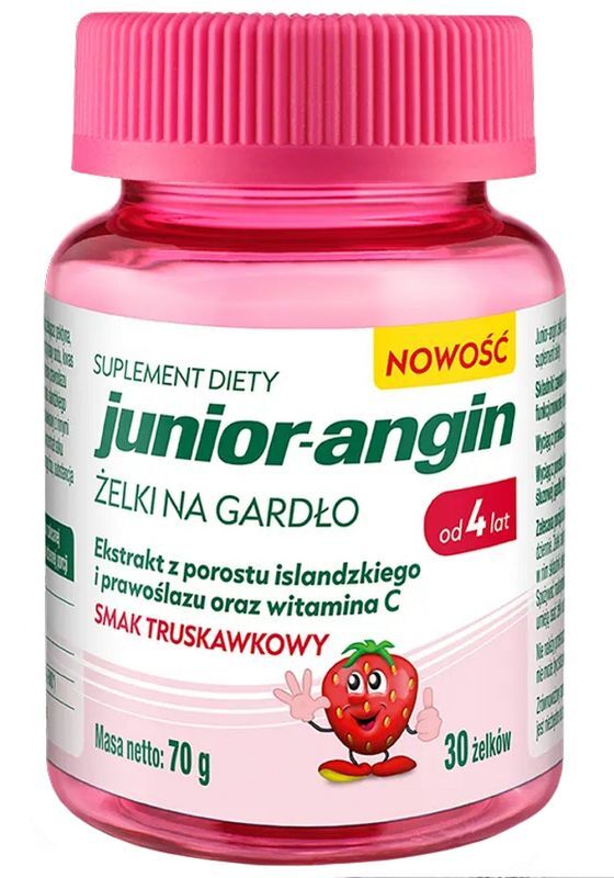 Junior-Angin Throat jellies for 4+ years, strawberry flavor, 30 pieces