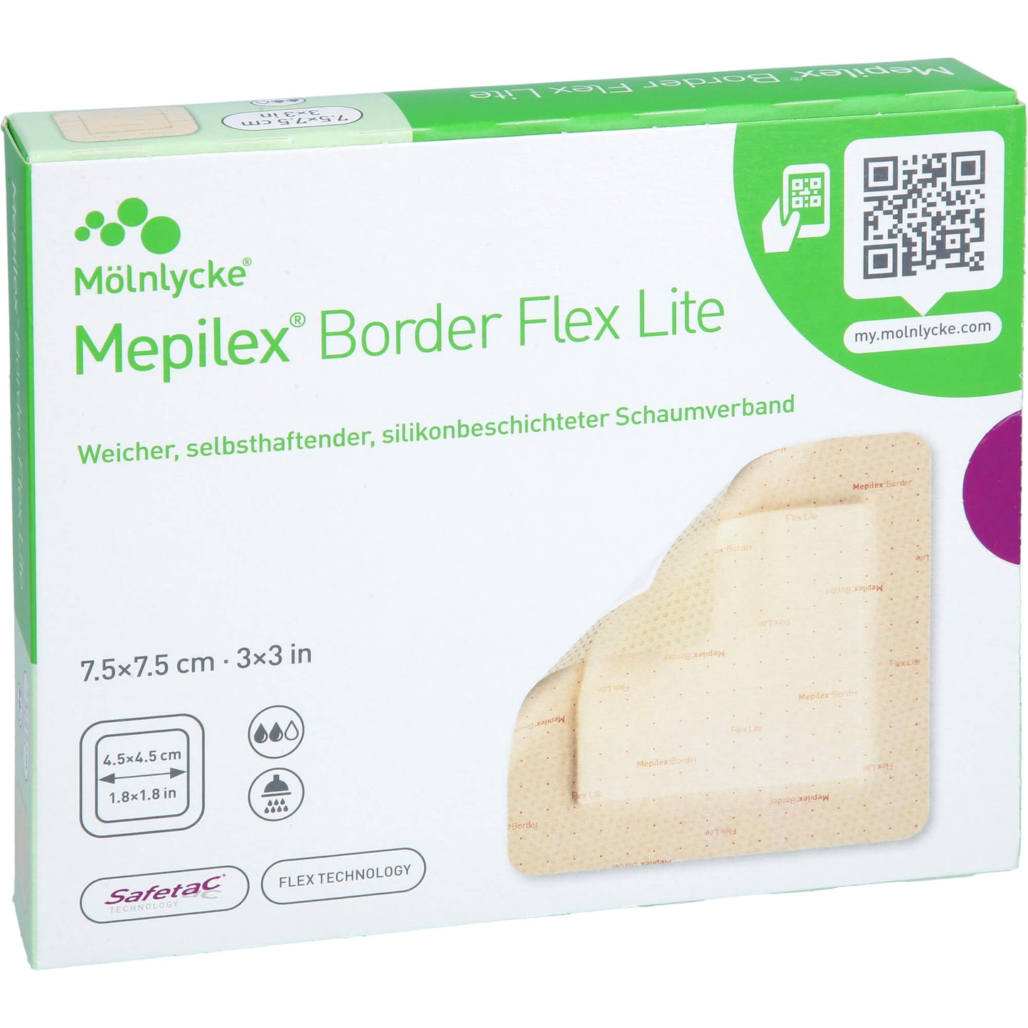 MEPILEX Border Flex Lite foam dressing 7.5x7.5 cm