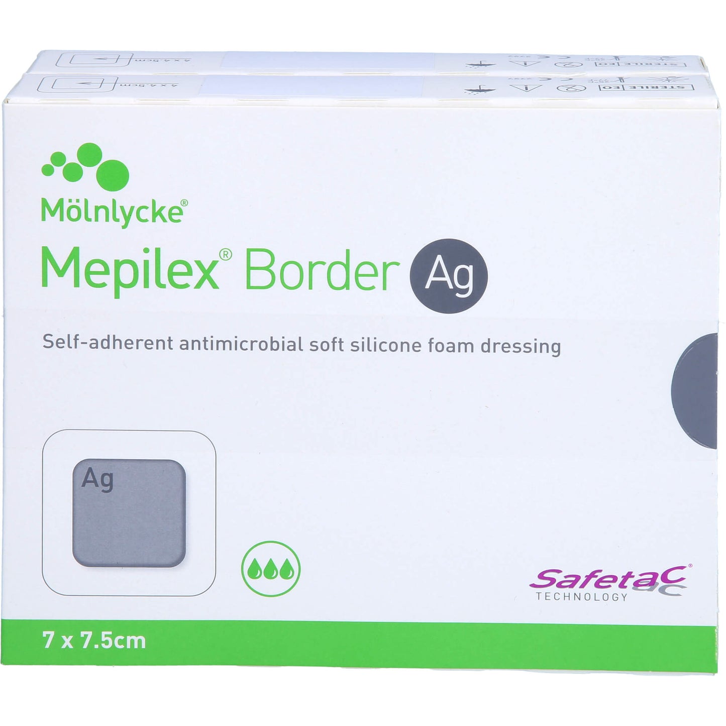 MEPILEX Border Ag foam dressing 7x7.5 cm sterile