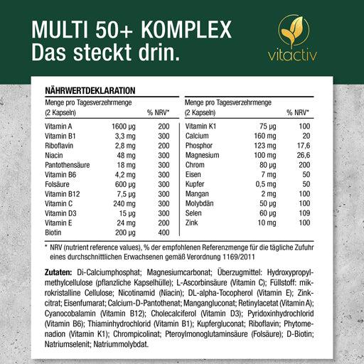 MULTI 50+ vitamin & mineral complex capsules UK