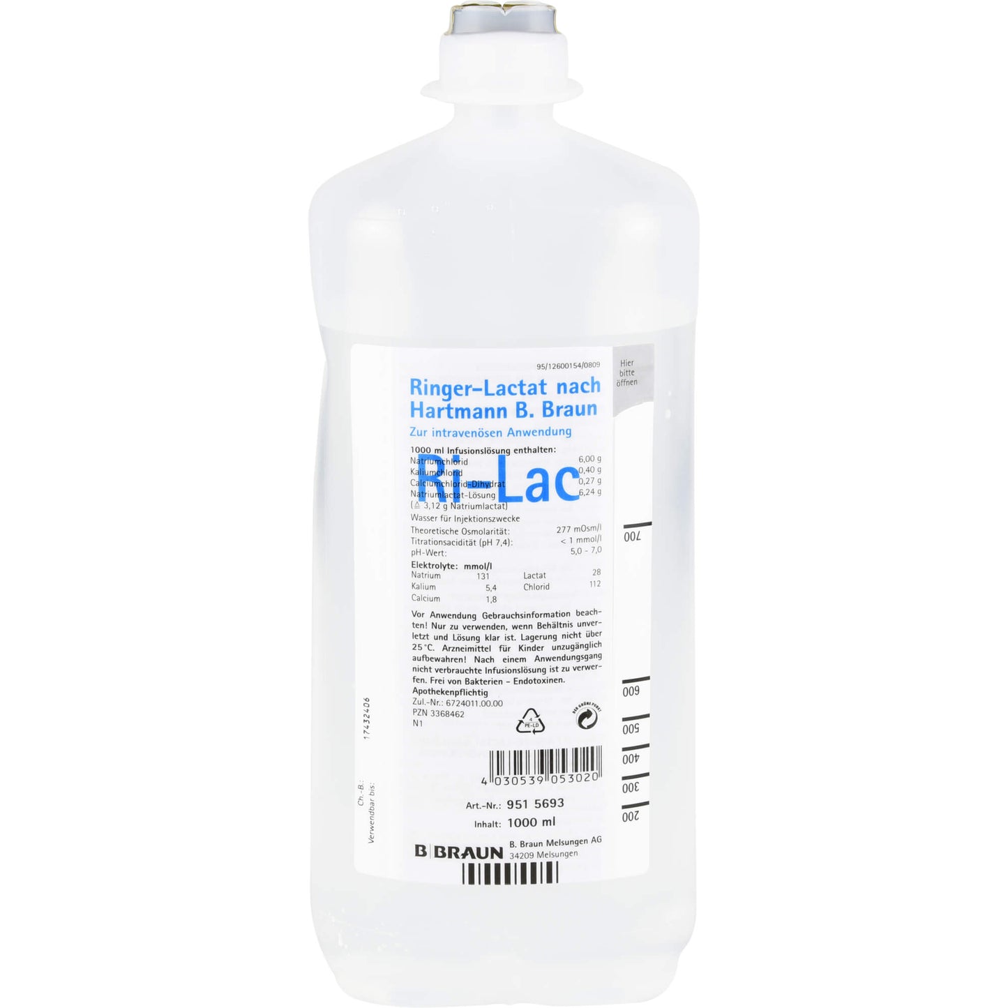 Ringer's Lactate according to Hartmann B. Braun infusion solution