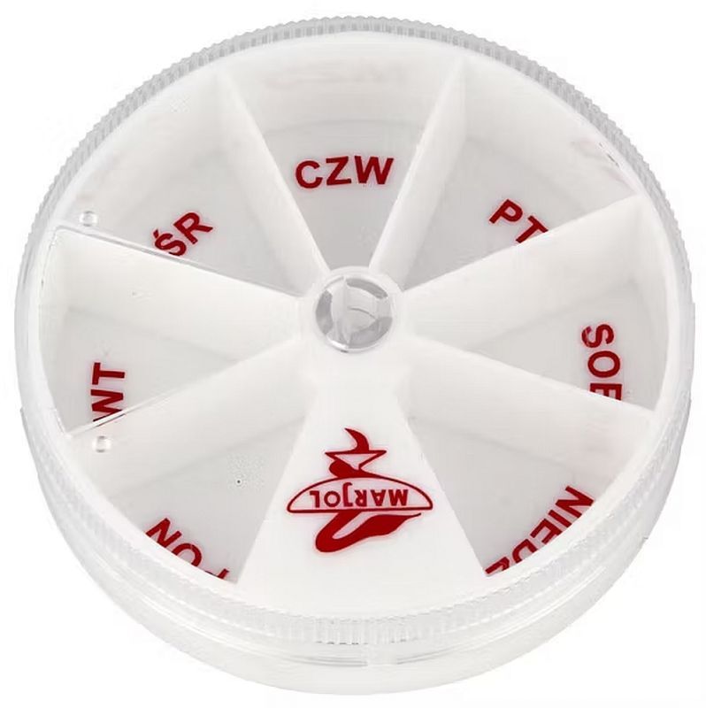 Round weekly medication dosing cassette 1 piece