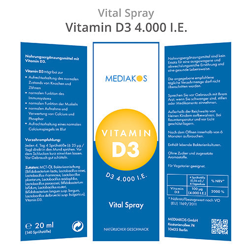 VITAMIN D3 4000 IU Mediakos Vital Spray