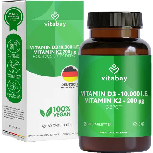 VITAMIN D3 DEPOT 10,000 IU + vitamin K2 200 μg tab 180 pcs