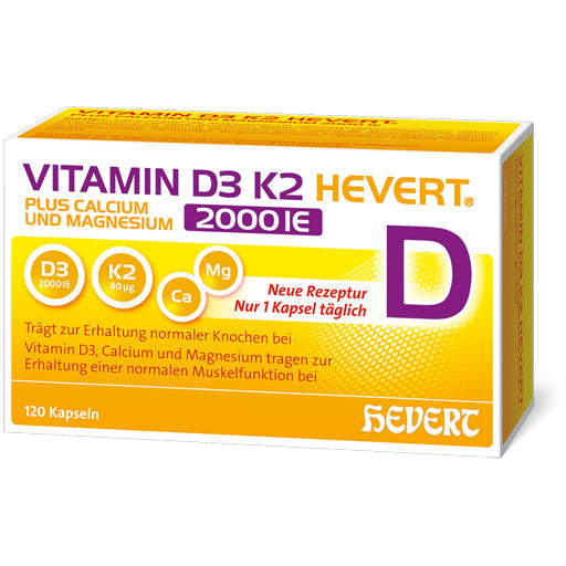 VITAMIN D3 K2 Hevert+Calcium and Magnesium 2000 IU