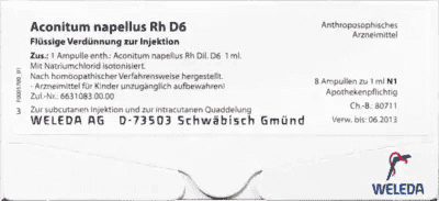 ACONITUM NAPELLUS ampoules, gastroenteritis, Anxiety, increased sensitivity to pain UK