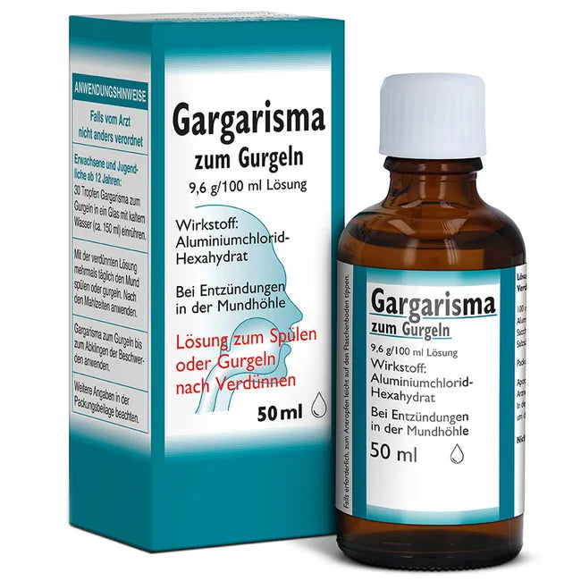 Aluminum chloride hexahydrate, GARGARISMA for gargling liquid UK