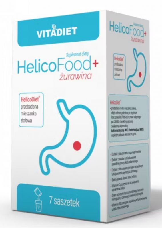 antibiotic therapy in stomach ulcers and Helicobacter pylori infections HelicoFood + Cranberry 7 sachets