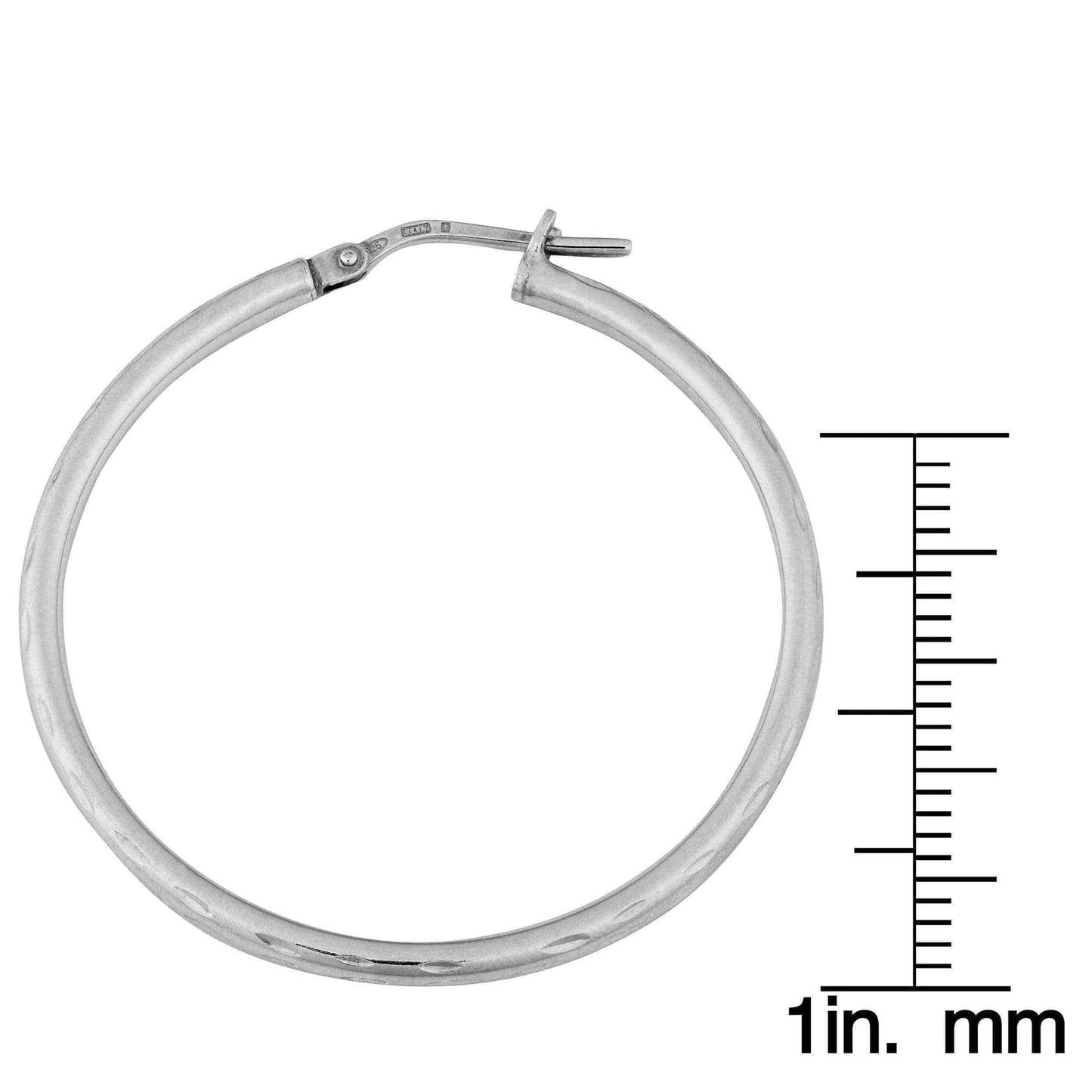 Argento Italia Rhodium-plated Sterling Silver Diamond-cut Round Hoop Earrings UK