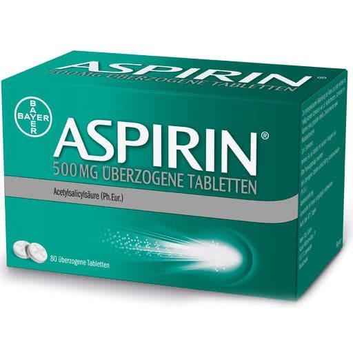 ASPIRIN, 500 mg, acetylsalicylic acid coated tablets UK