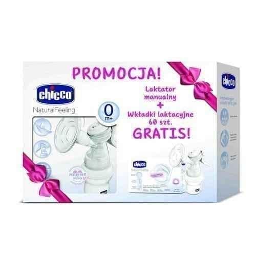 CHICCO NaturalFeeling manual breast pump + Nursing pads x 60 UK