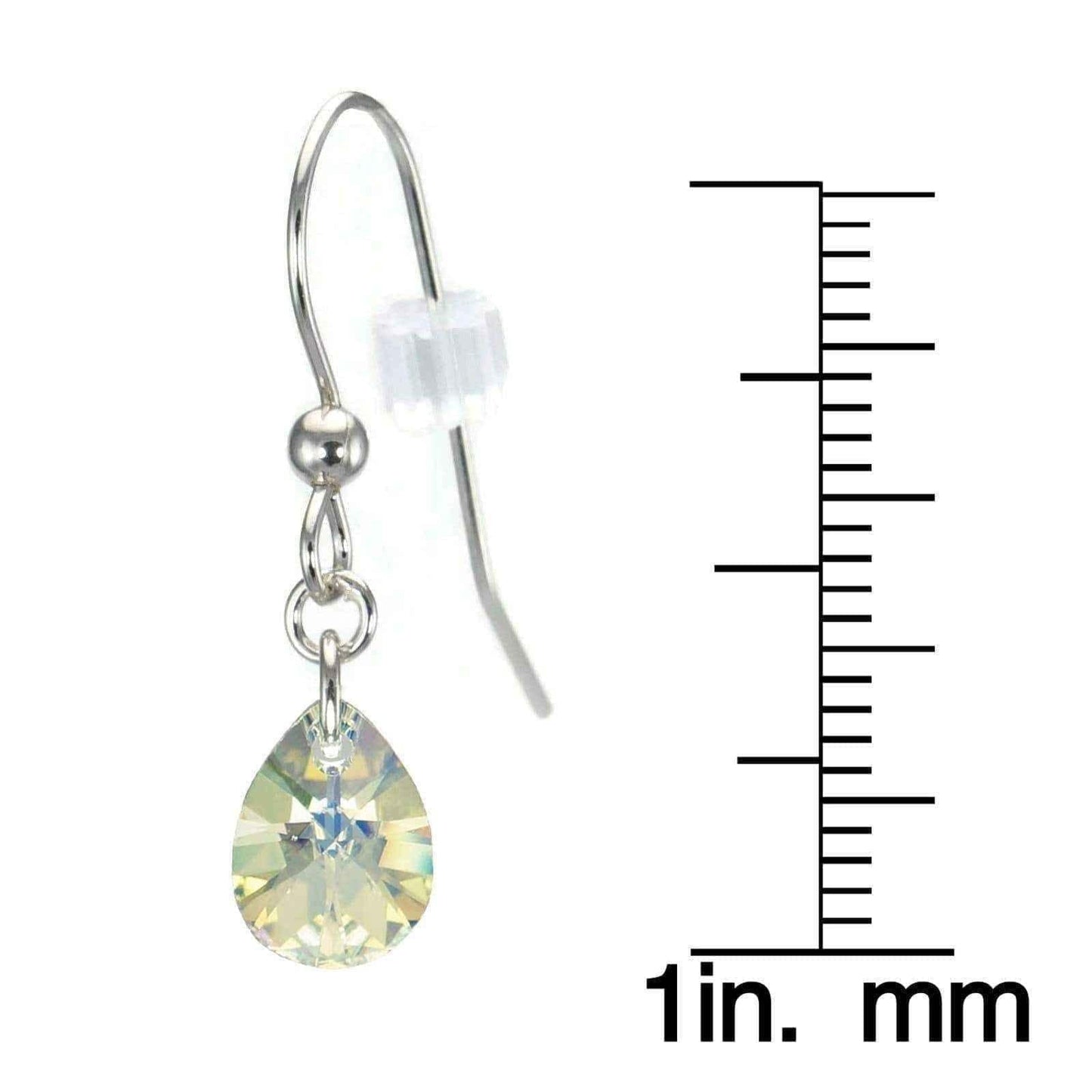 Crystal Small Pear Sterling Silver Earrings UK