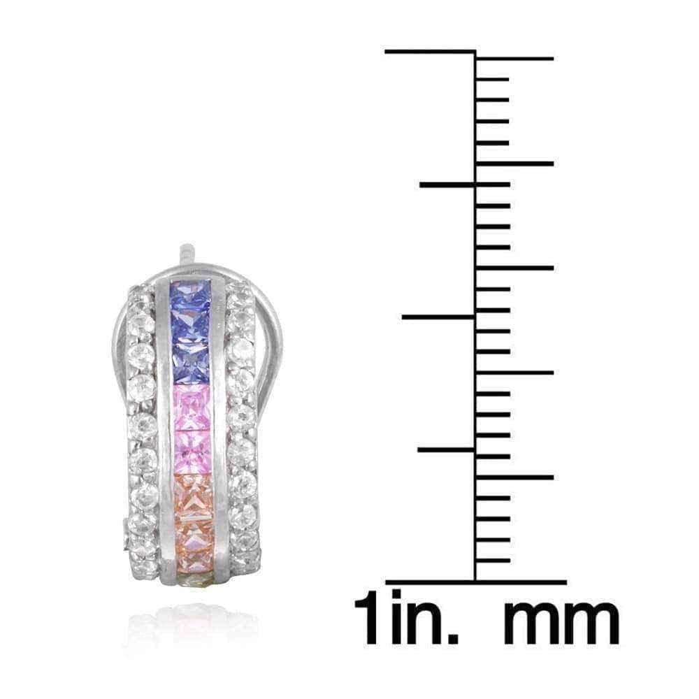 Cubic Zirconia Earrings - Sterling Silver Multi-colored UK