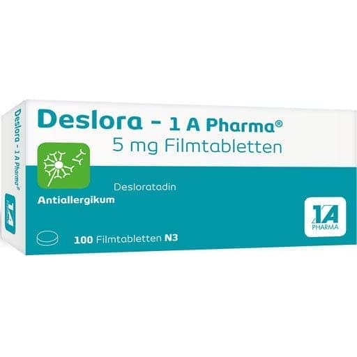 DESLORA-1A Pharma, desloratadine, 5 mg film-coated tablets UK