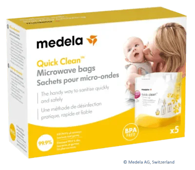 disinfecting breastfeeding accessories, breast shields, teats, MEDELA Quick Clean bags UK