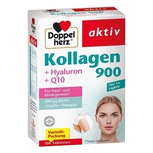 DOPPELHERZ collagen 900 tablets 100 pc hyaluronic acid, biotin, coenzyme Q10 UK
