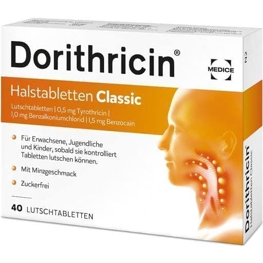 DORITHRICIN throat tablets Classic 40 pc treatment for tonsillitis UK