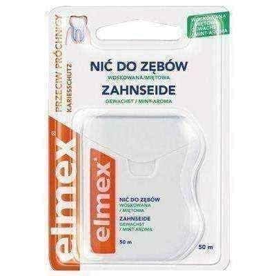 ELMEX Waxed dental floss to dental plaque removal from interdental spaces 50m mint UK