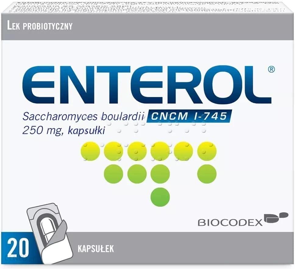 Enterol 250mg x 20 capsules, Saccharomyces boulardii yeast, cncm i-745 buy UK