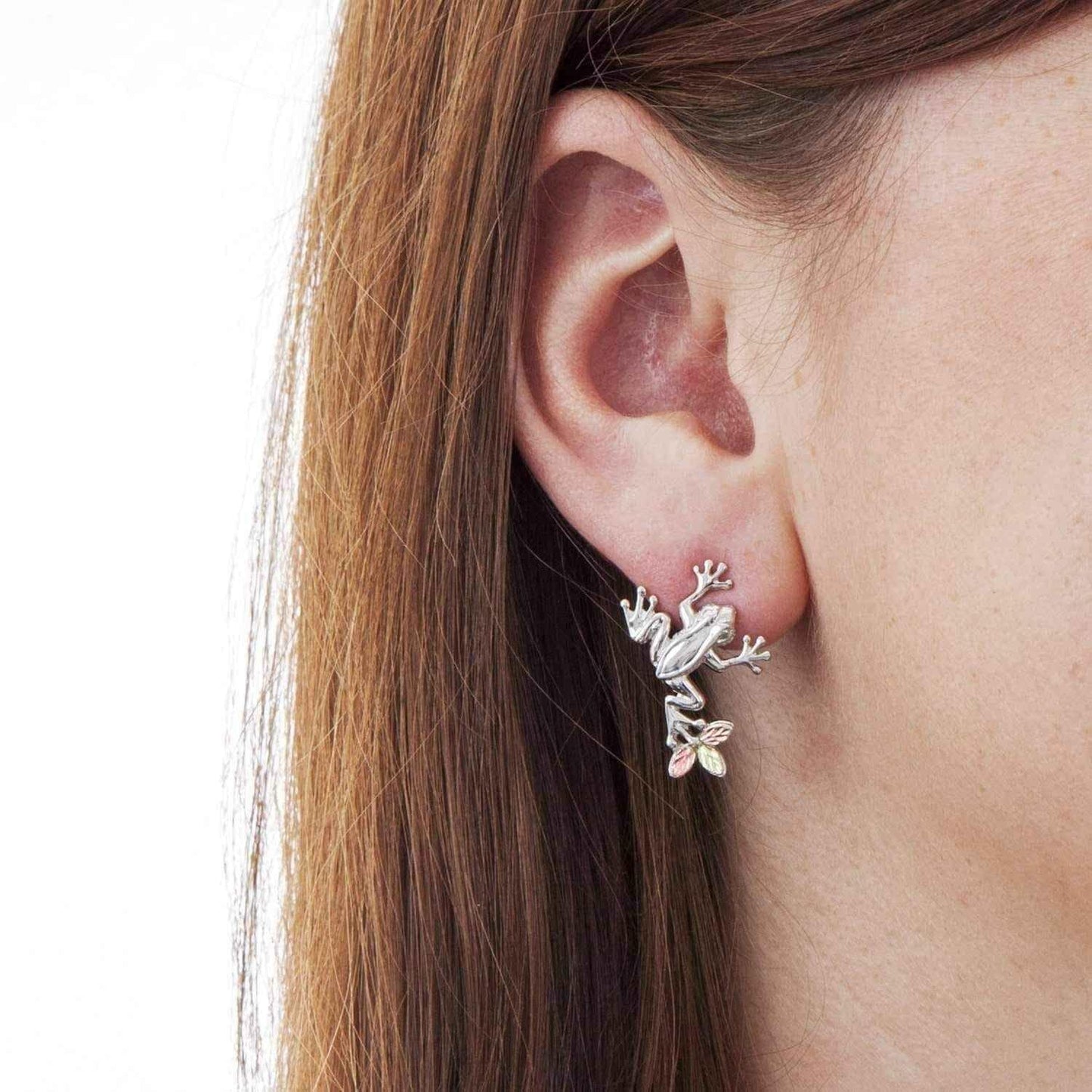 Frog earrings - Gold on Silver Frog Earrings UK