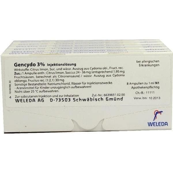 GENCYDO 3% allergy injections UK