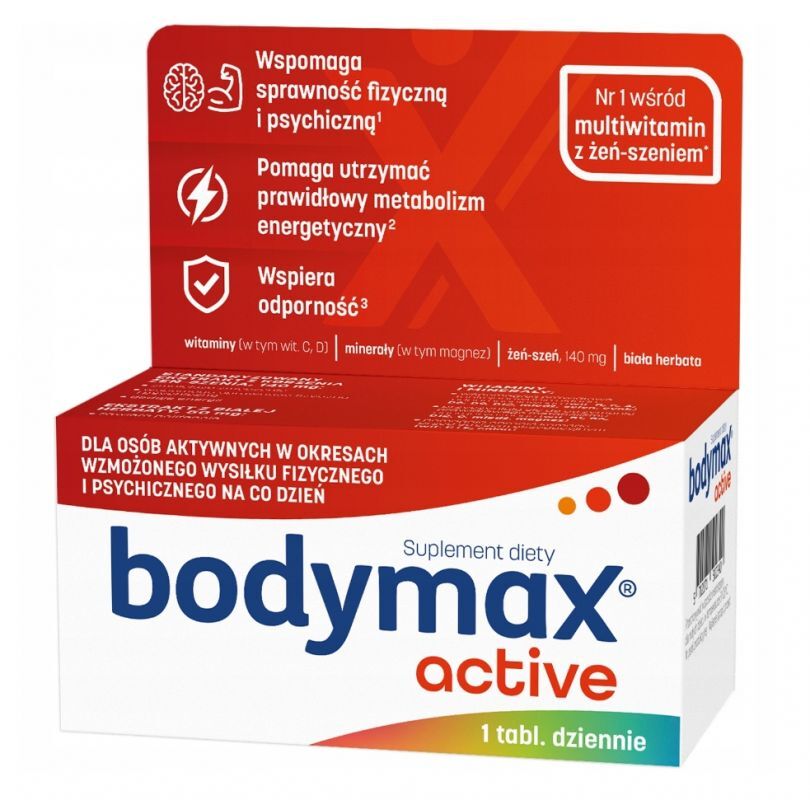ginseng, white tea, vitamins and minerals BODYMAX Active 80 tablets