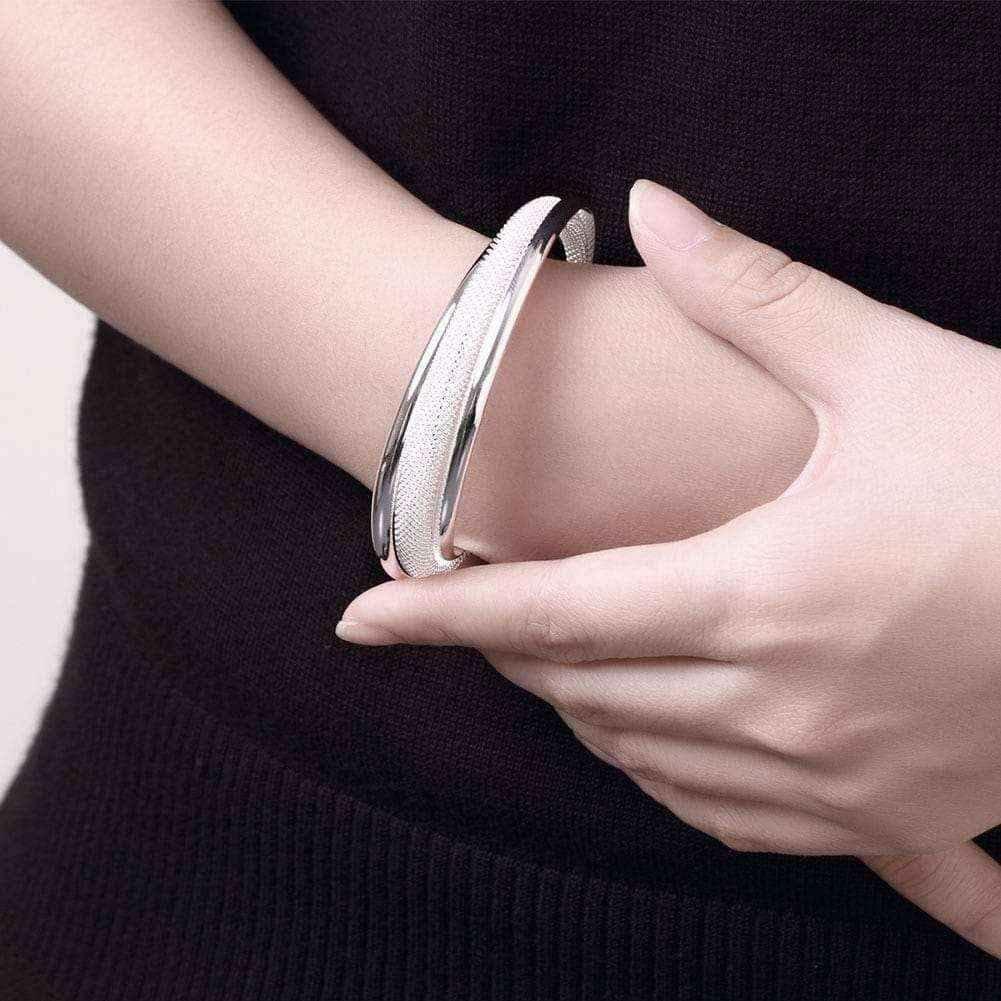 Hakbaho Jewelry Sterling Silver Duo-Toned Mesh Bangle UK