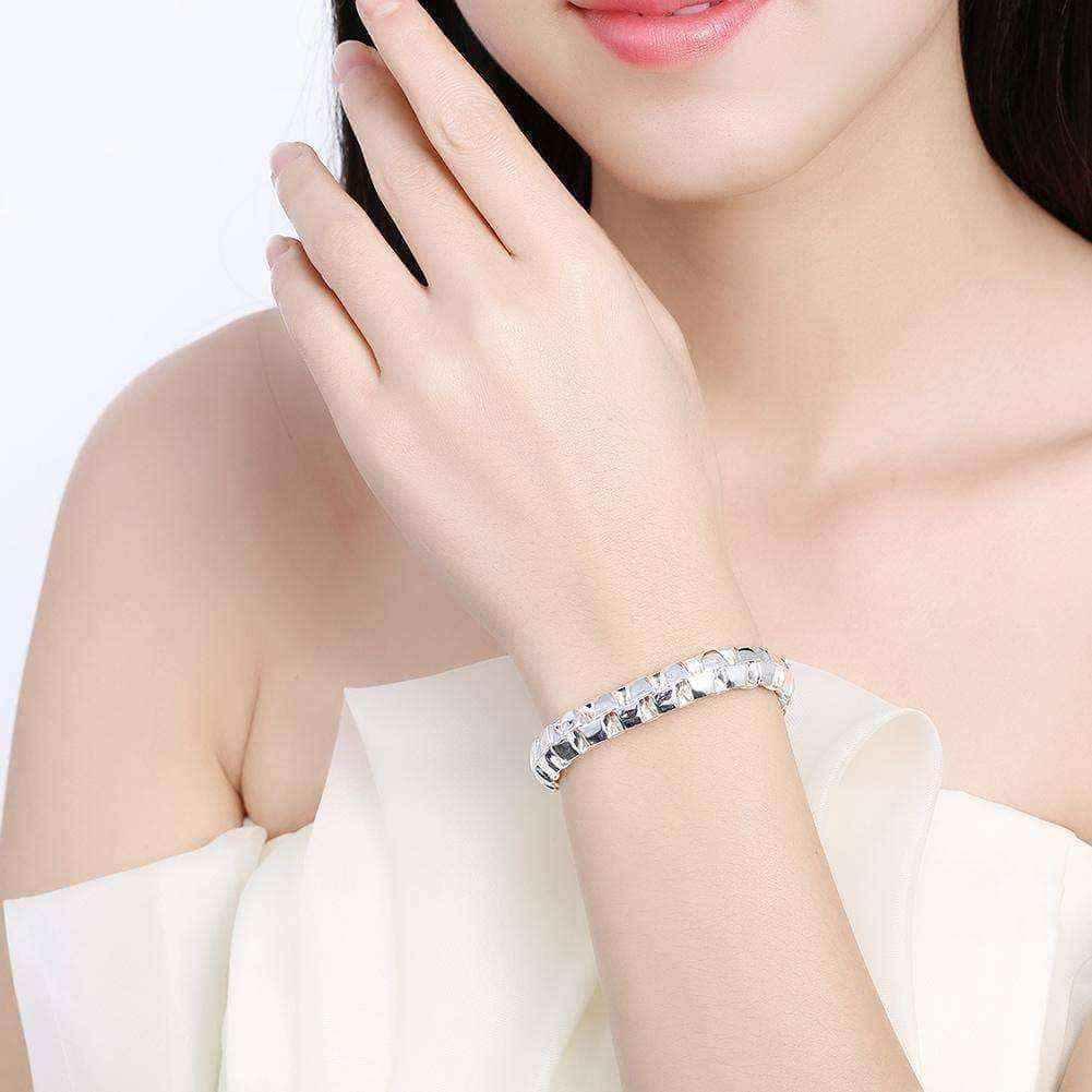 Hakbaho Jewelry Sterling Silver Sleek Venetian Link Design Bracelet UK