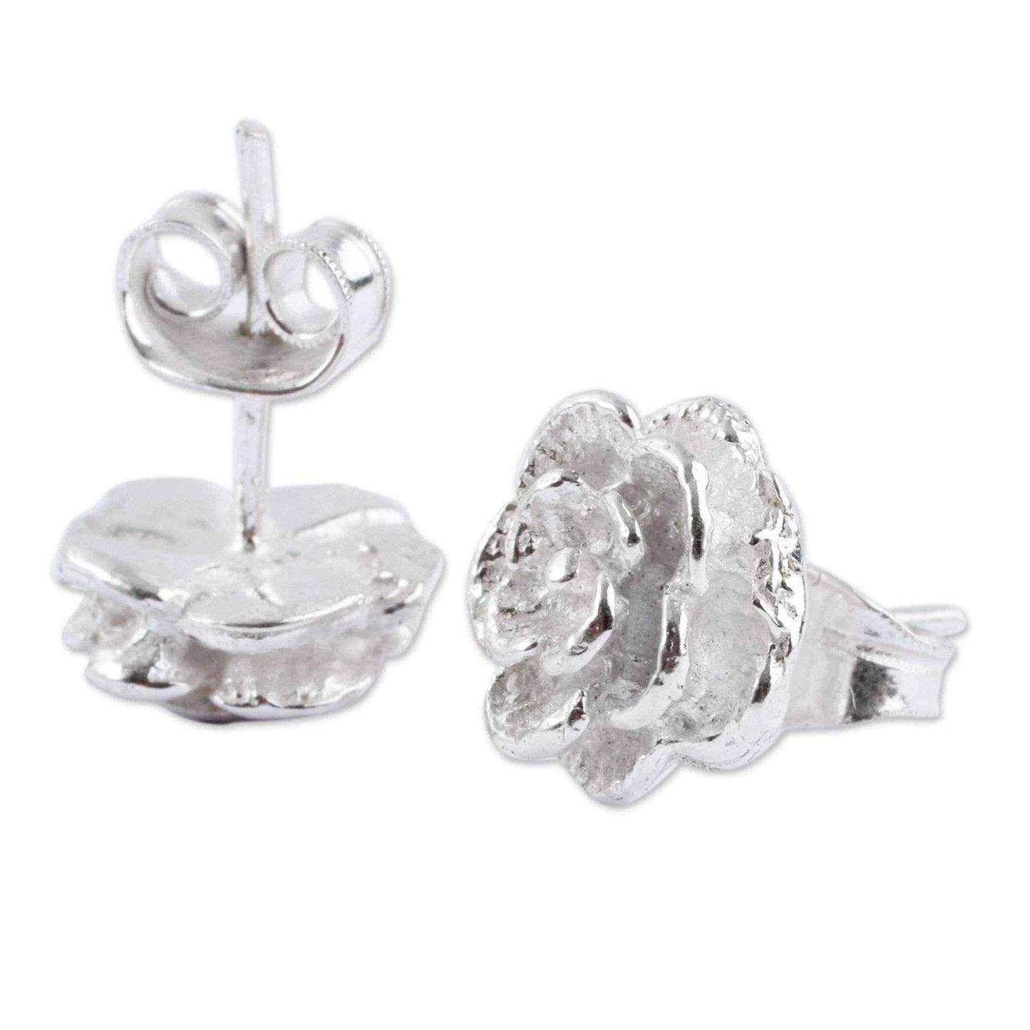 Handcrafted Silver 'Precious Gardenia' Earrings (Peru) UK