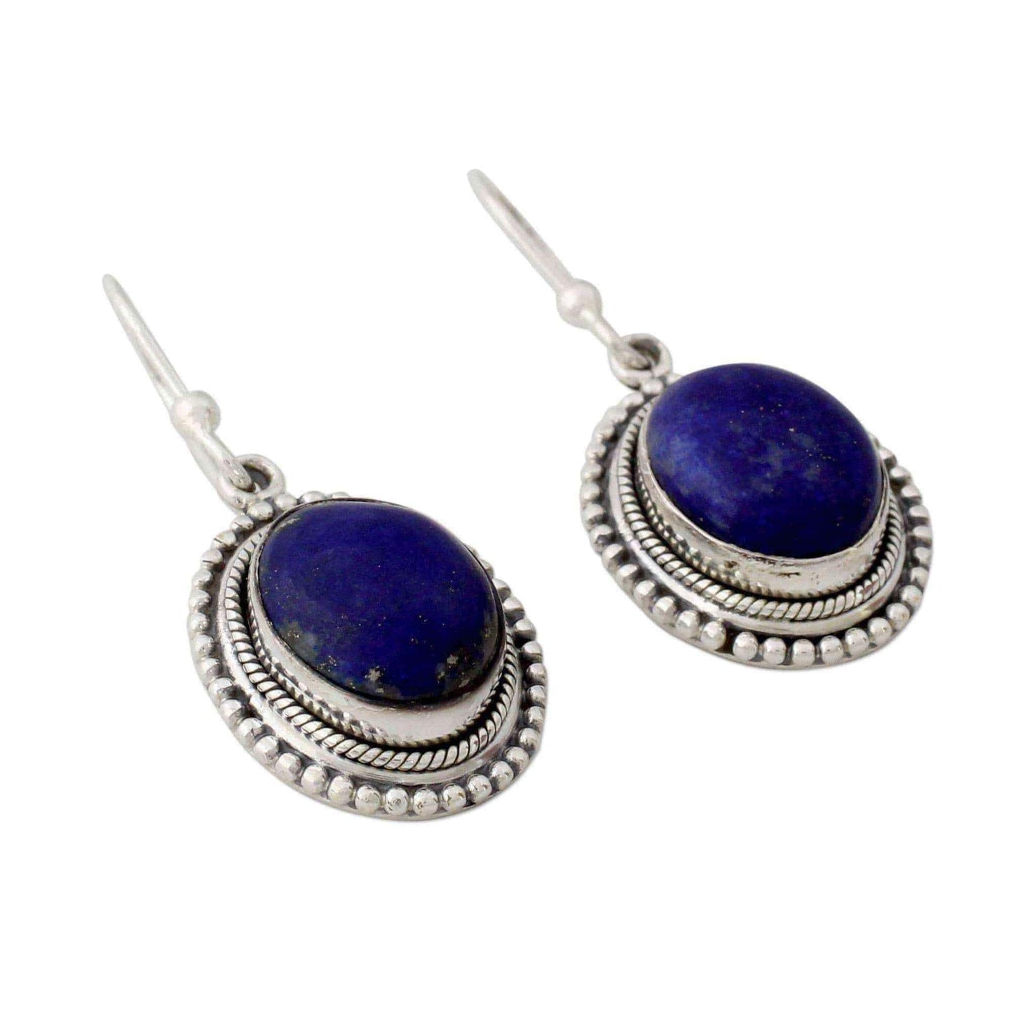 Handcrafted Sterling Silver 'True Clarity' Lapis Lazuli Earrings (India) UK