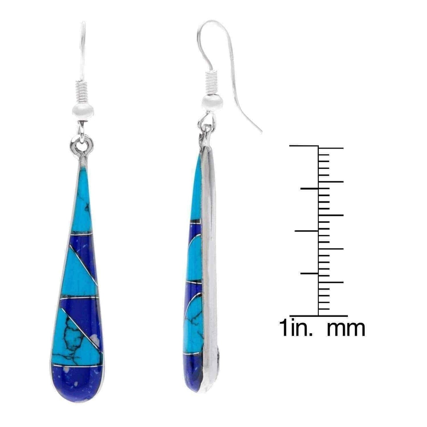 Handmade Silver Turquoise 'Too Blue' Teardrop Earrings (Mexico) UK