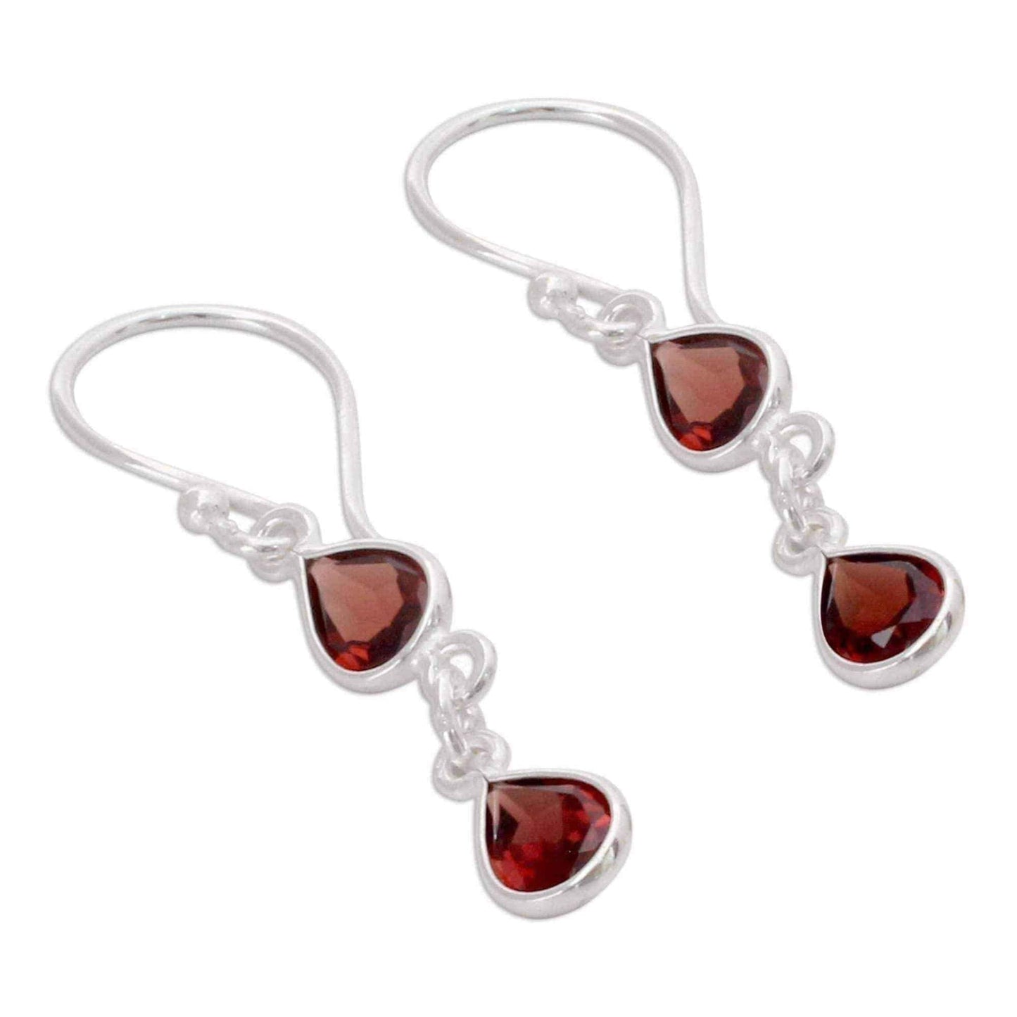 Handmade Sterling Silver 'Mystical Femme' Garnet Earrings (India) UK