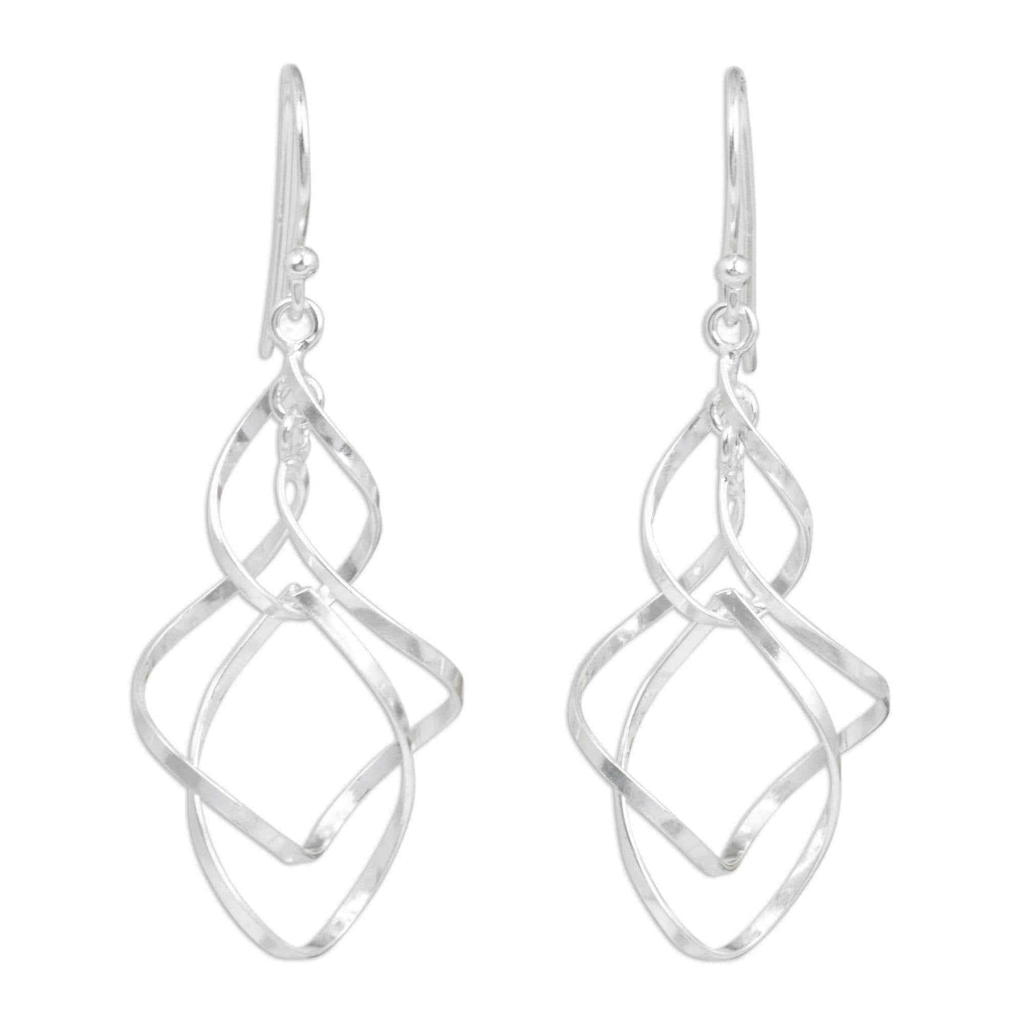 Handmade Sterling Silver 'Whirling Wind' Earrings (Thailand) UK