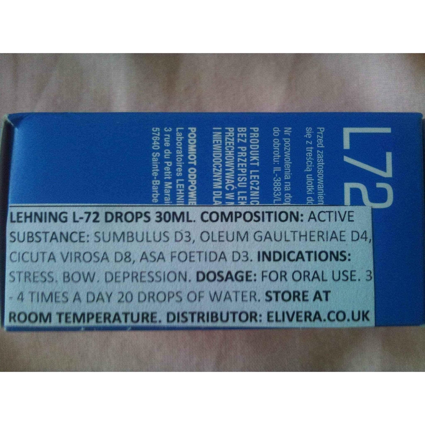 LEHNING L-72 drops 30ml, sleep disorders, depression UK