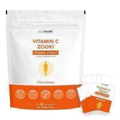 Liposomal vitamin C Zooki, liposome Liposomal, Citrus Orange Sachets x 30 UK