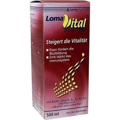 LOMAVITAL iron, zinc liquid, Elderberry, sea buckthorn, biotin, B1, B2, B6, B12, vitamin C UK