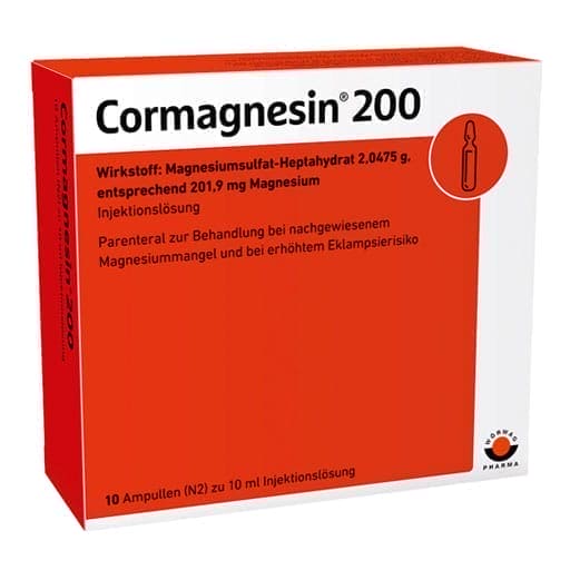 Magnesium sulfate heptahydrate, CORMAGNESIN 200 ampoules UK