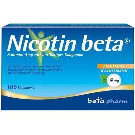 NICOTINE gum, beta, nicotine withdrawal, Fruitmint 4 mg chewing gum UK
