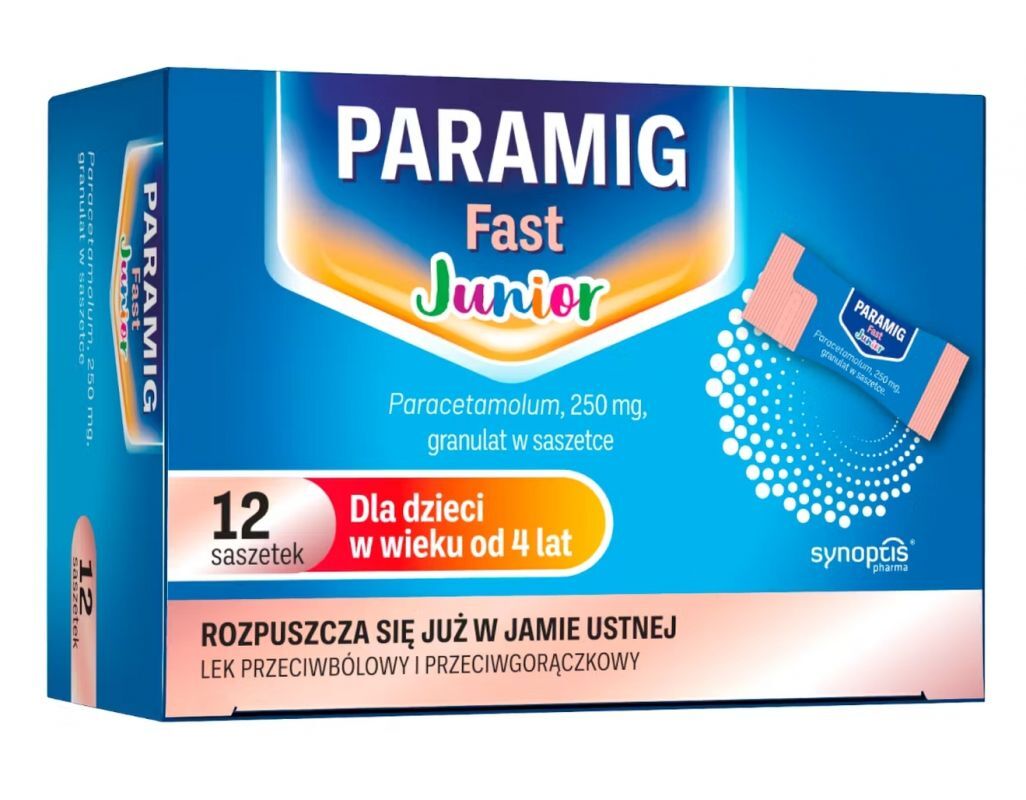 pain and fever Paramig Fast Junior 250 mg 12 sachets