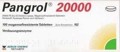 PANGROL 20,000 enteric-coated tablets 100 pc UK
