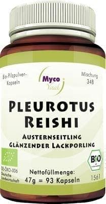 PLEUROTUS REISHI mushroom powder capsules organic 93 pc UK