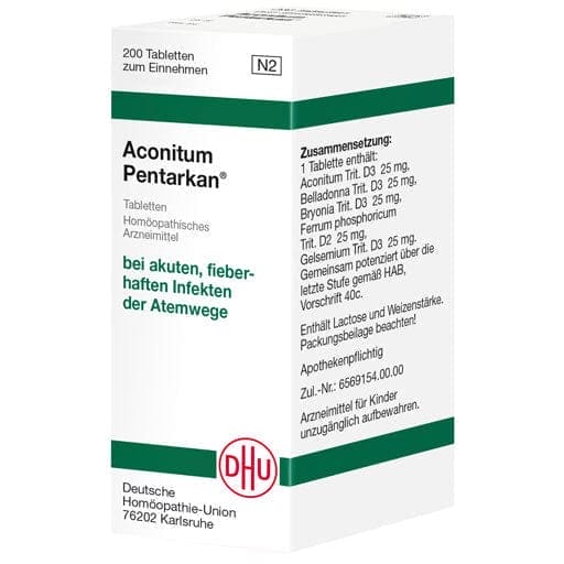 Respiratory tract infection, Upper, lower respiratory tract infection, ACONITUM PENTARKAN tablets UK