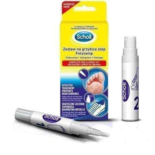 SCHOLL Fotsvamp set for athlete's foot applicator 4ml and 10ml Spray for shoes UK